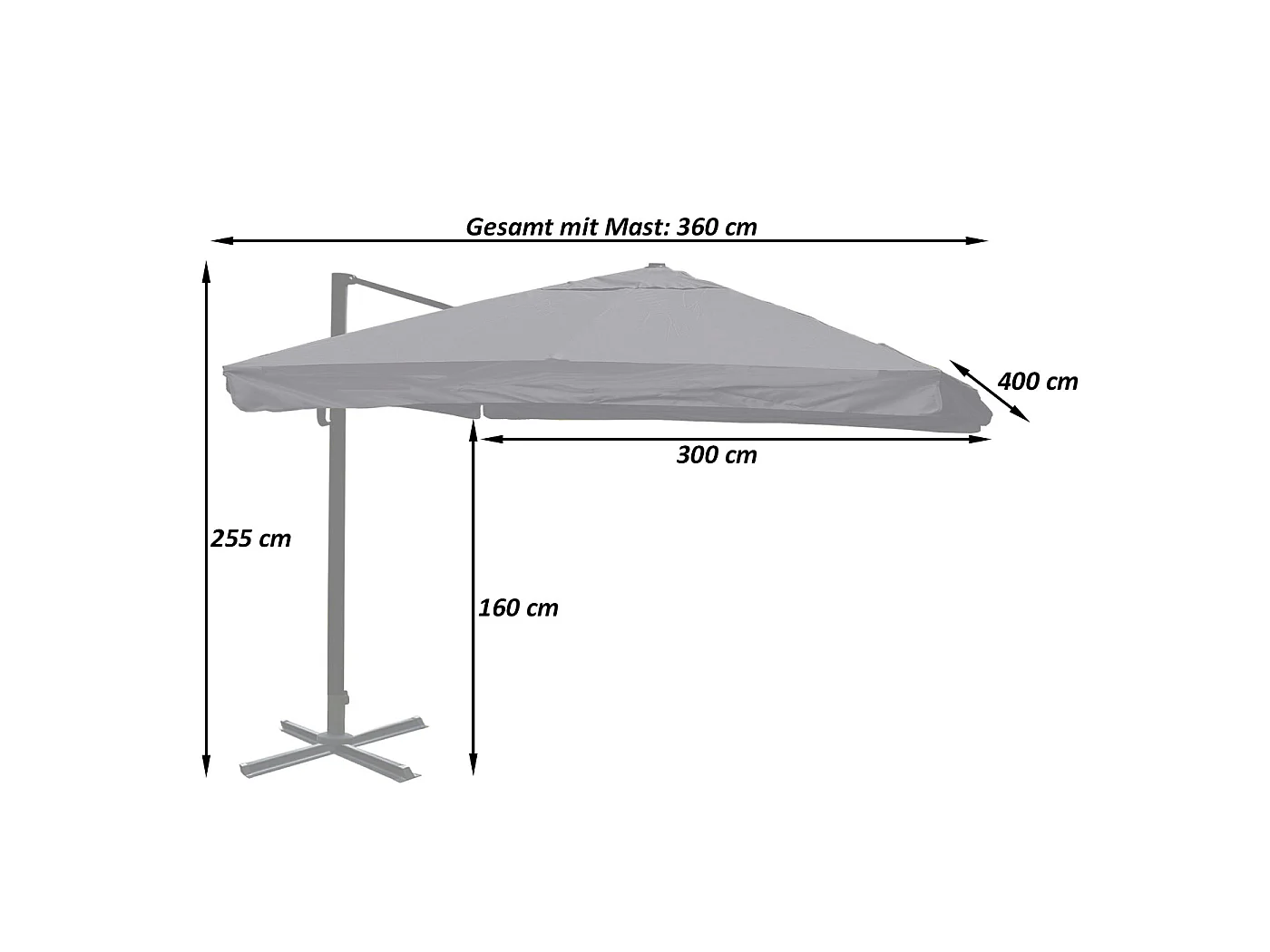 MCW-A96 III drejelig parasol,  Flap, antracit, uden stativ, drejelig