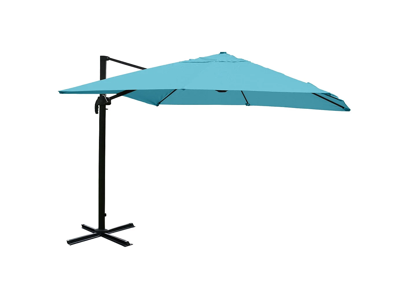 Ombrellone parasole decentrato MCW-A96 3x4m alluminio ~ azzurro girevole senza base