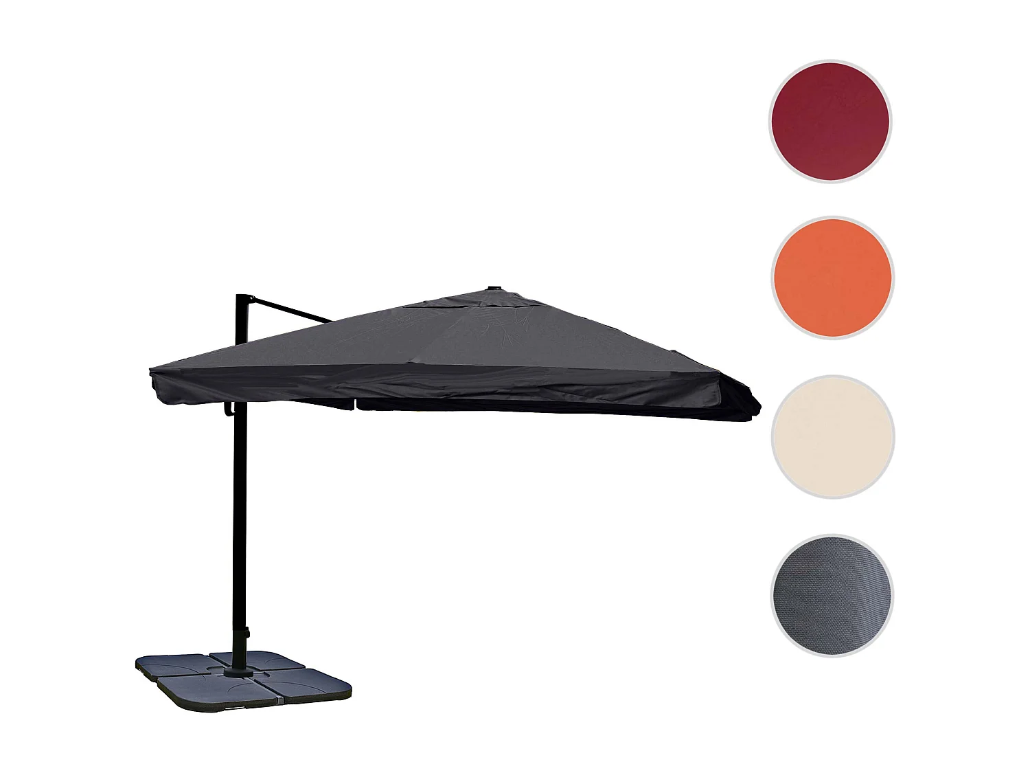 Zweefparasol MCW-A96 II draaibaar,  Flap, antraciet met standaard, draaibaar