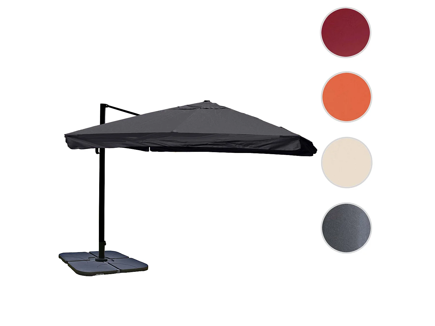 Ombrellone parasole decentrato MCW-A96 3,5x3,5m alluminio ~ con volante antracite girevole con base