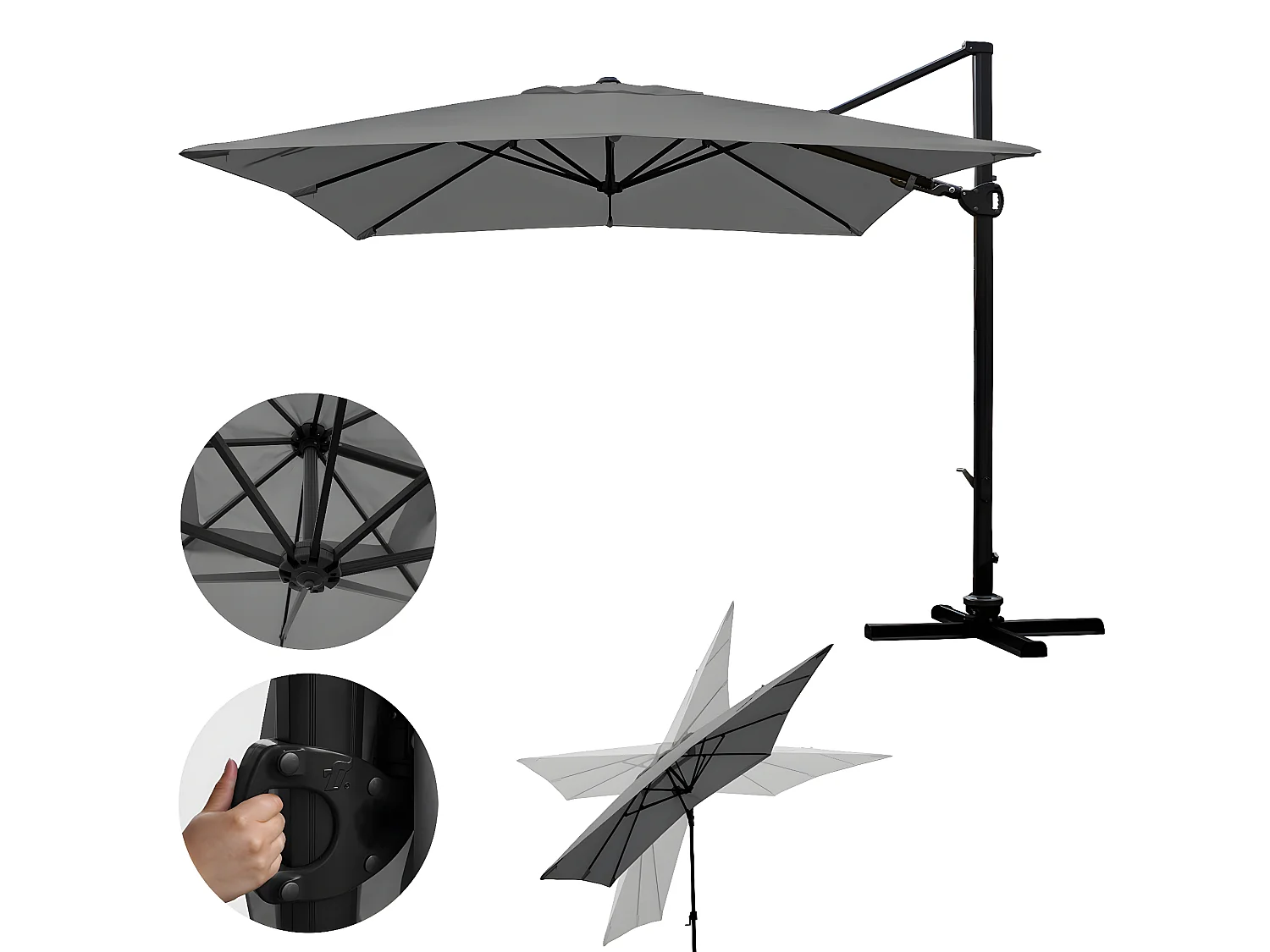 Obrotowy parasol świetlny MCW-A39 I,  antracyt bez stojaka