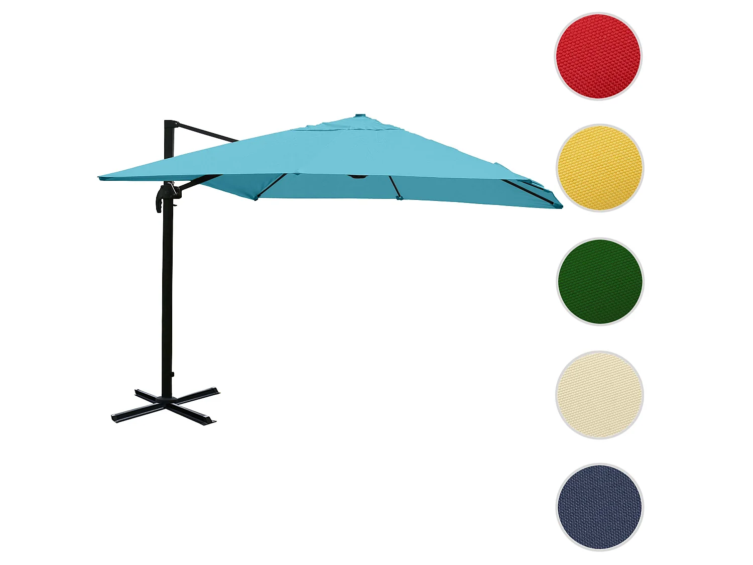 MCW-A96 III drejelig parasol,  turkis, uden stativ, drejelig