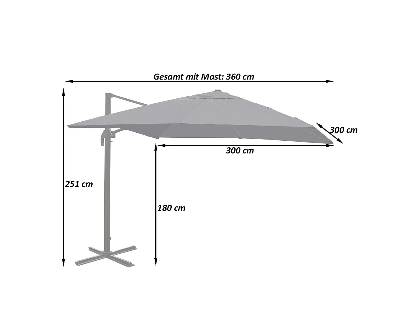 Ampelschirm MCW-A96 I, Creme-grau ohne Ständer