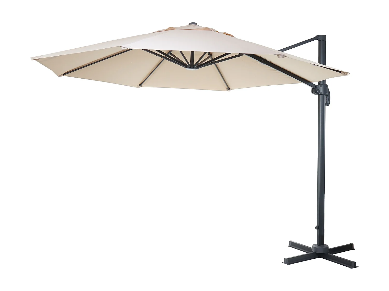 Ombrellone parasole decentrato MCW-A96 rotondo 4m alluminio avorio senza base