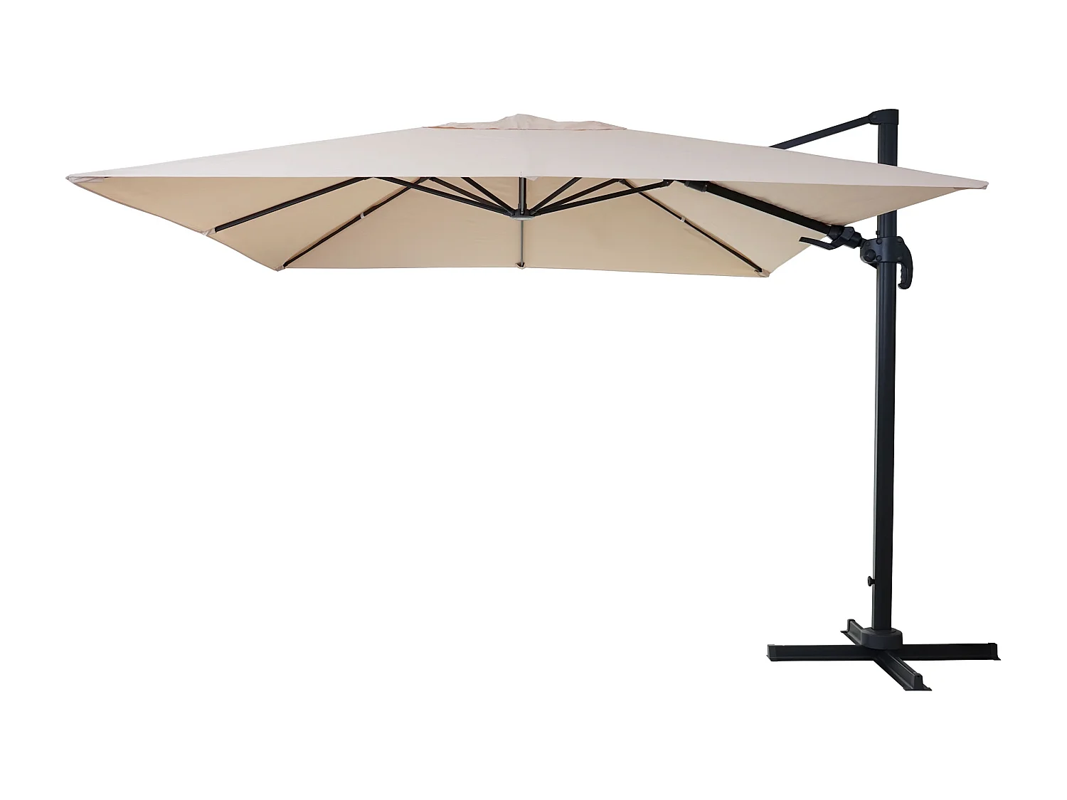 Ombrellone parasole decentrato MCW-A96 orientabile 3x3m avorio senza base