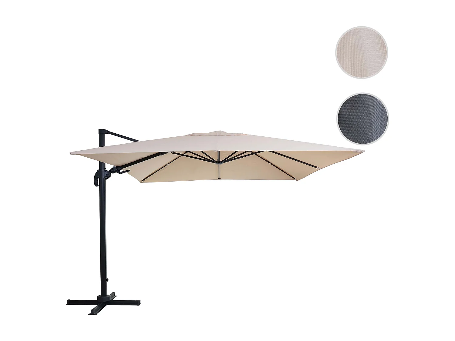 Ombrellone parasole decentrato MCW-A96 orientabile 3x3m avorio senza base