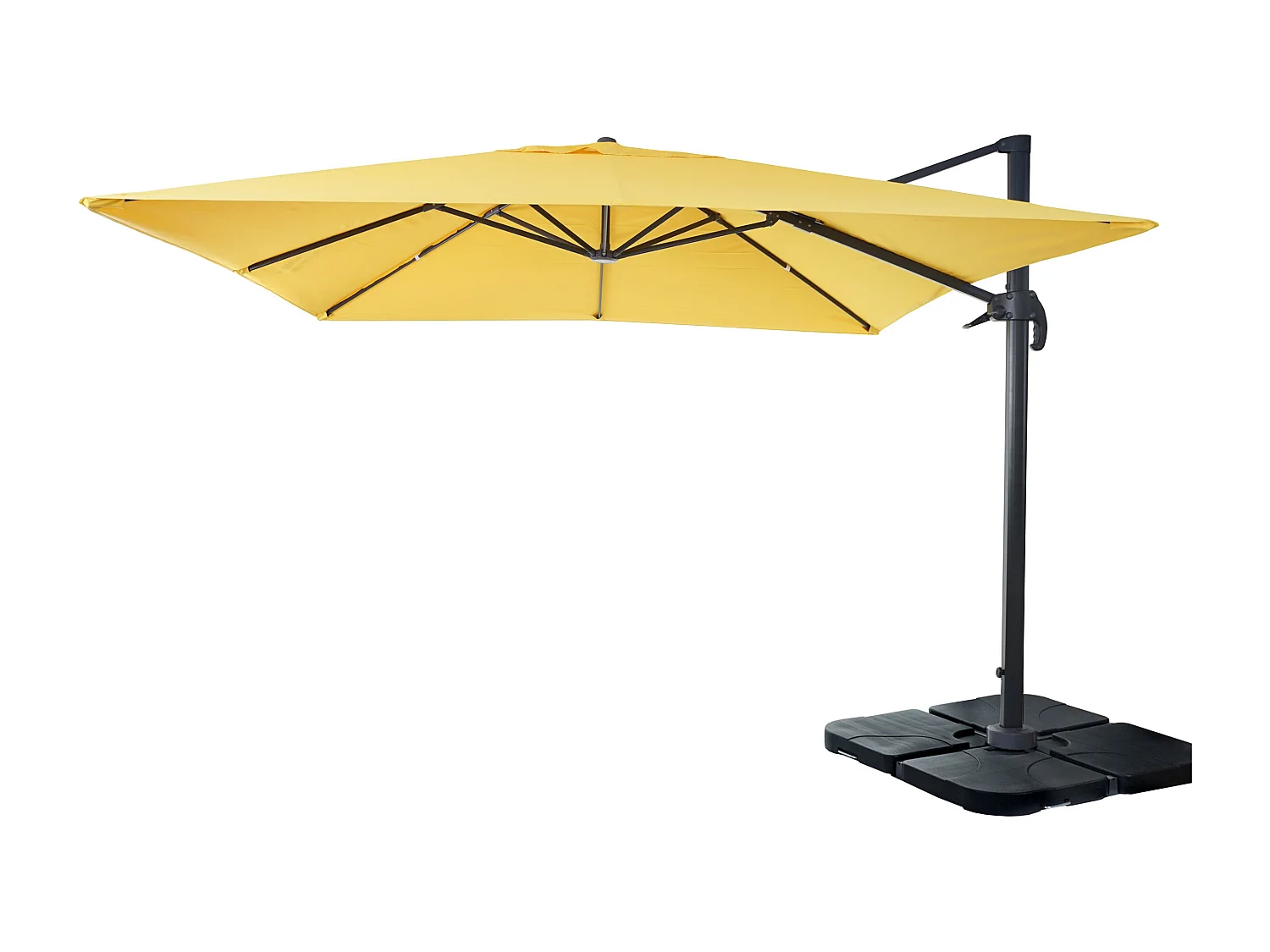 Zweefparasol MCW-A96 I draaibaar,  geel met standaard, draaibaar