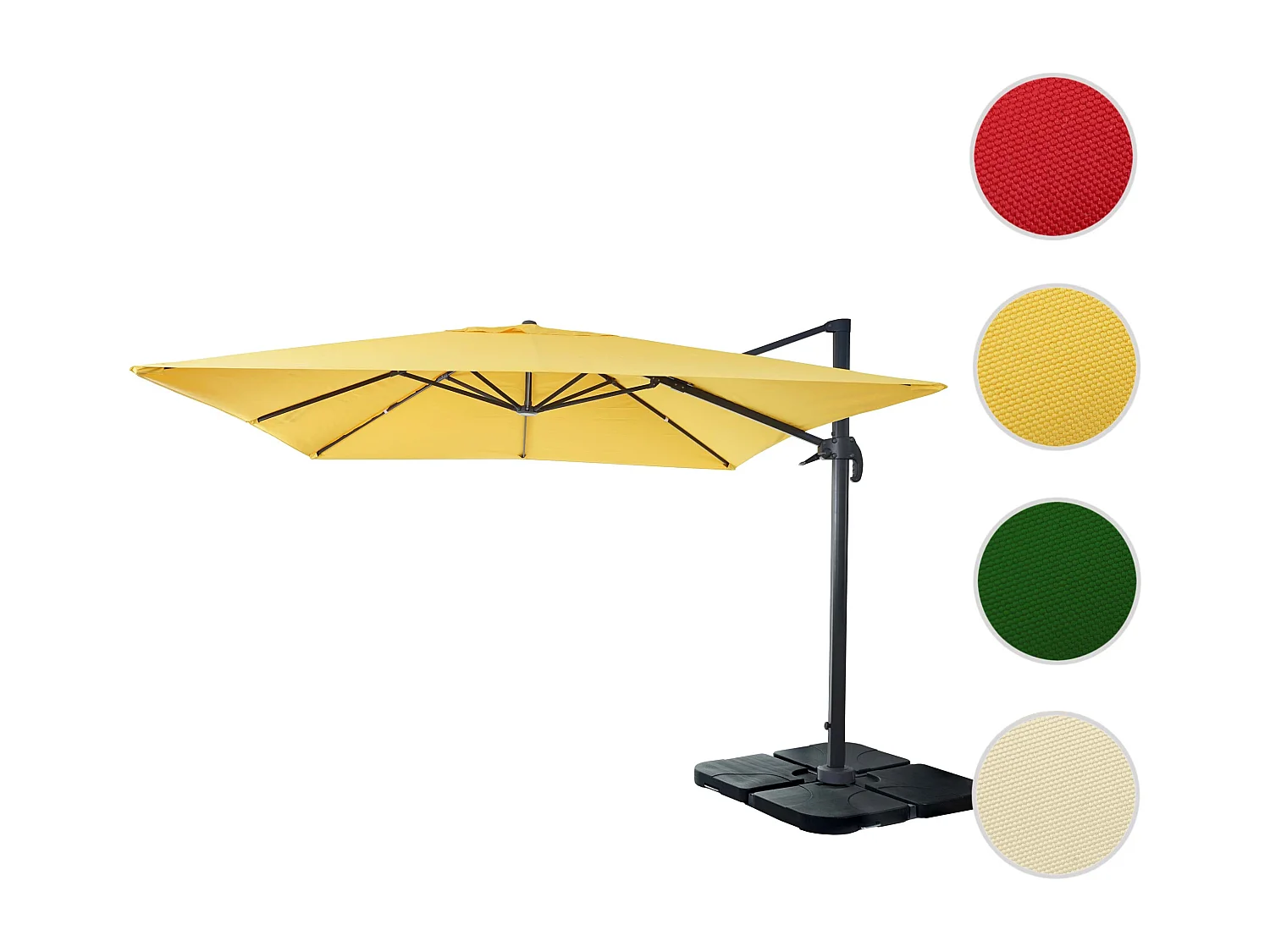 Ampelschirm MCW-A96 I drehbar, Gelb mit Ständer, drehbar