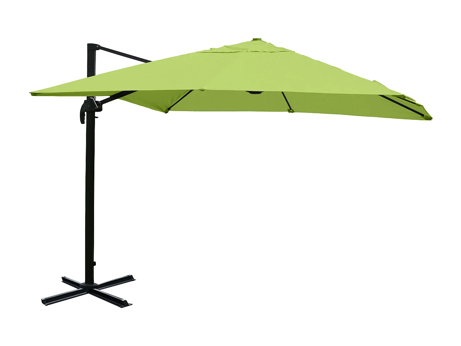 Ombrellone parasole decentrato MCW-A96 3x3m alluminio verde girevole senza base