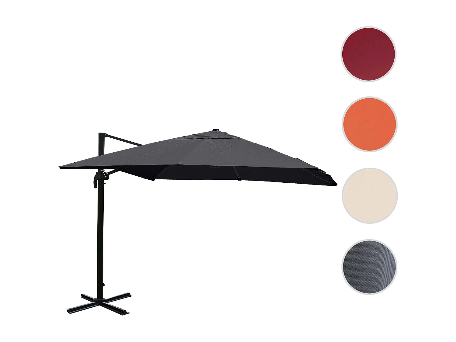 Obrotowy parasol wspornikowy MCW-A96 II,  antracyt bez stojaka