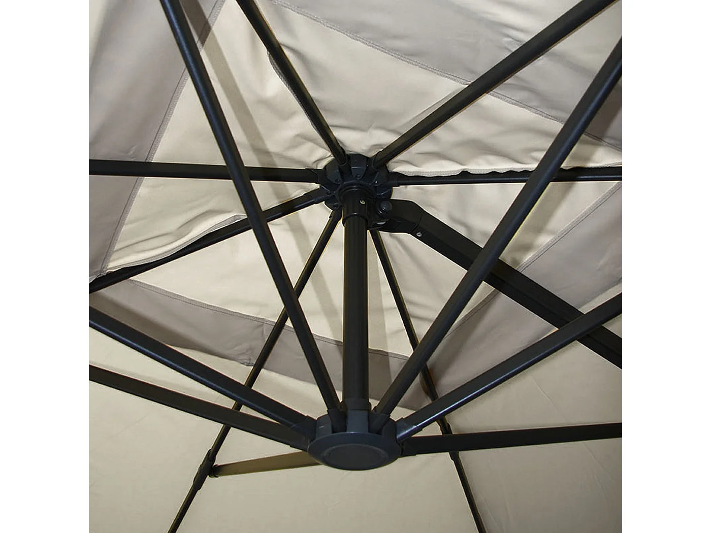 Ombrellone parasole decentrato MCW-A96 3x4m alluminio ~ con volante avorio grigio girevole senza base