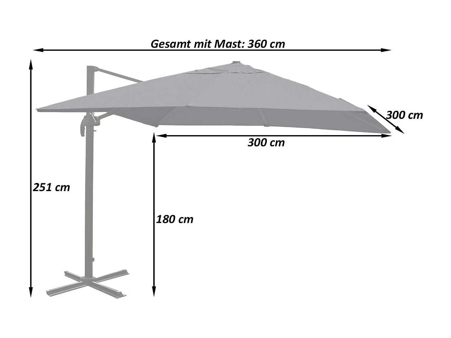 Ombrellone parasole decentrato MCW-A96 3x3m ~ bordeaux con base
