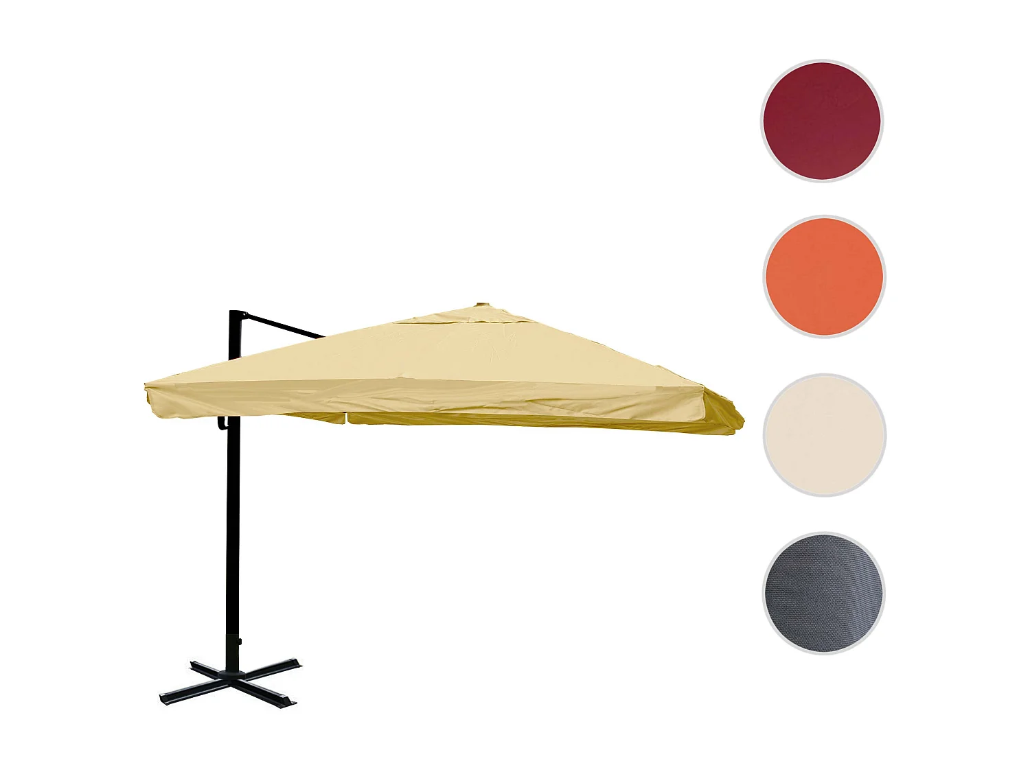 Zweefparasol MCW-A96 II,  Flap, crème zonder standaard, draaibaar