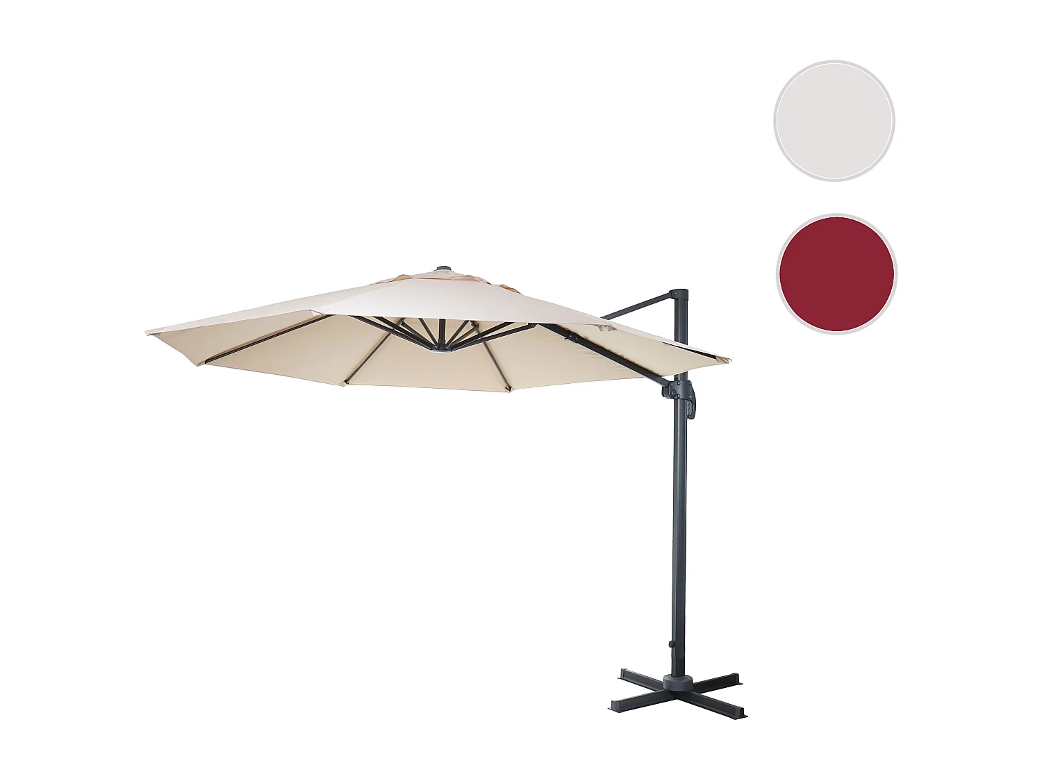 Okrągły parasol wspornikowy MCW-A96 II,  kremowy bez stojaka