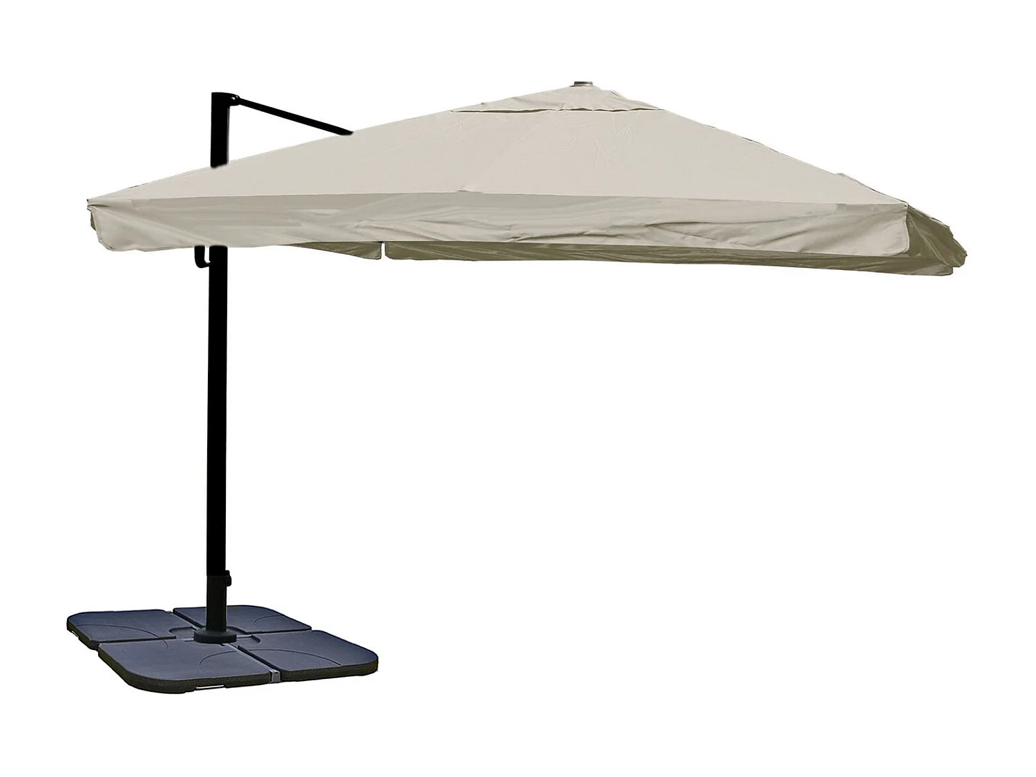 Ombrellone parasole decentrato MCW-A96 3,5x3,5m ~ con volante avorio grigio girevole con base