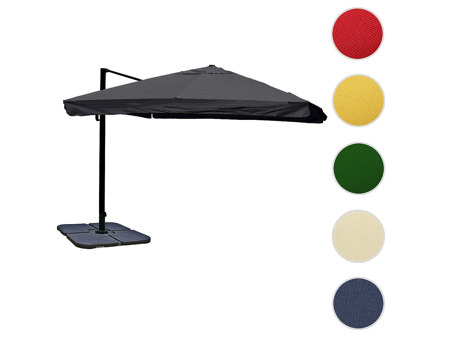 Ombrellone parasole decentrato MCW-A96 3x4m alluminio ~ con volante antracite girevole con base