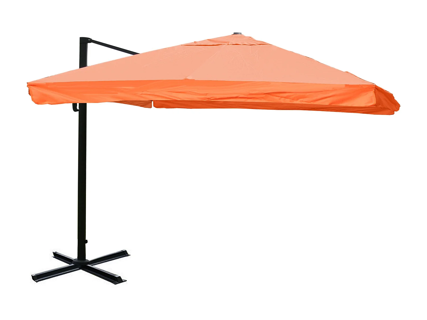 Ombrellone parasole decentrato MCW-A96 3x3m ~ con volante arancione girevole senza base