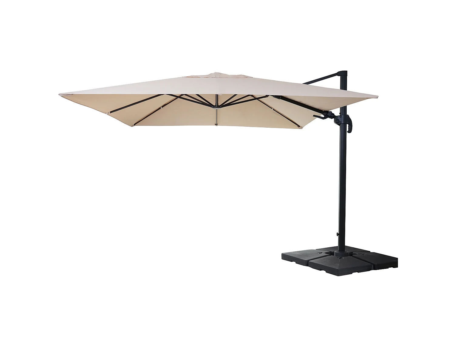 Ombrellone parasole decentrato MCW-A96 orientabile 3x4m alluminio avorio girevole con base