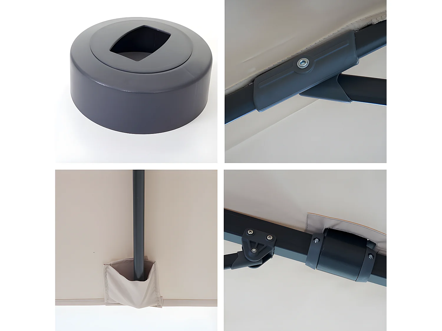 Ombrellone parasole decentrato MCW-A96 orientabile 3x4m alluminio avorio girevole con base