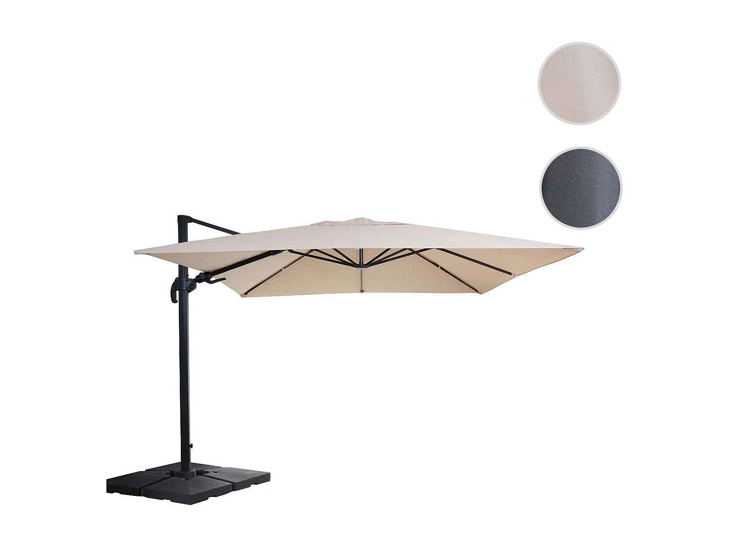Ampelschirm MCW-A96 III drehbar, Creme mit Ständer, drehbar