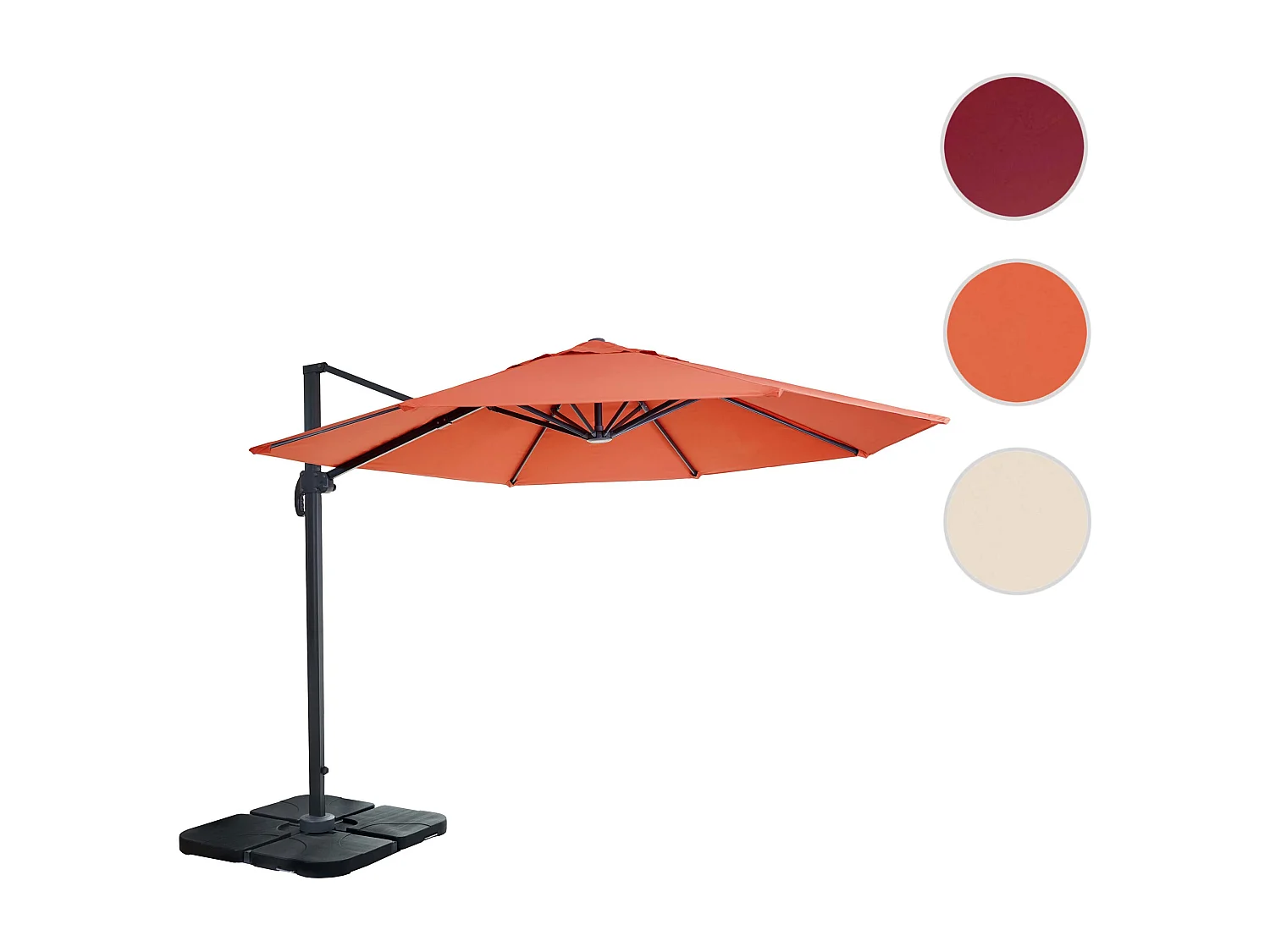 Zweefparasol MCW-A96 I rond,  terracotta met voet