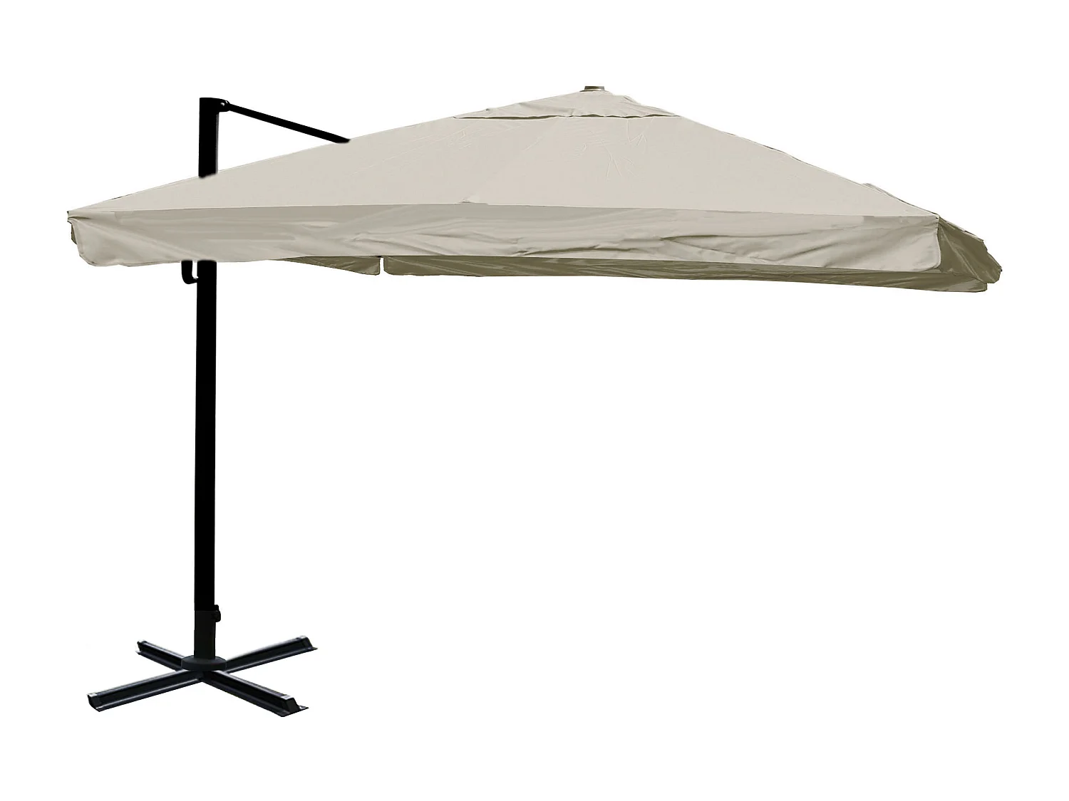 Ombrellone parasole decentrato MCW-A96 3x4m alluminio ~ con volante avorio grigio senza base