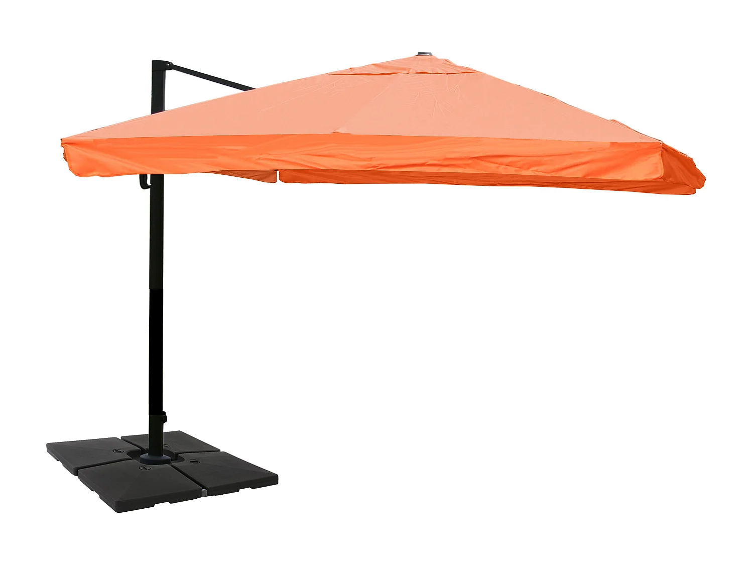Ombrellone parasole decentrato MCW-A96 3x4m alluminio ~ con volante arancione girevole con base