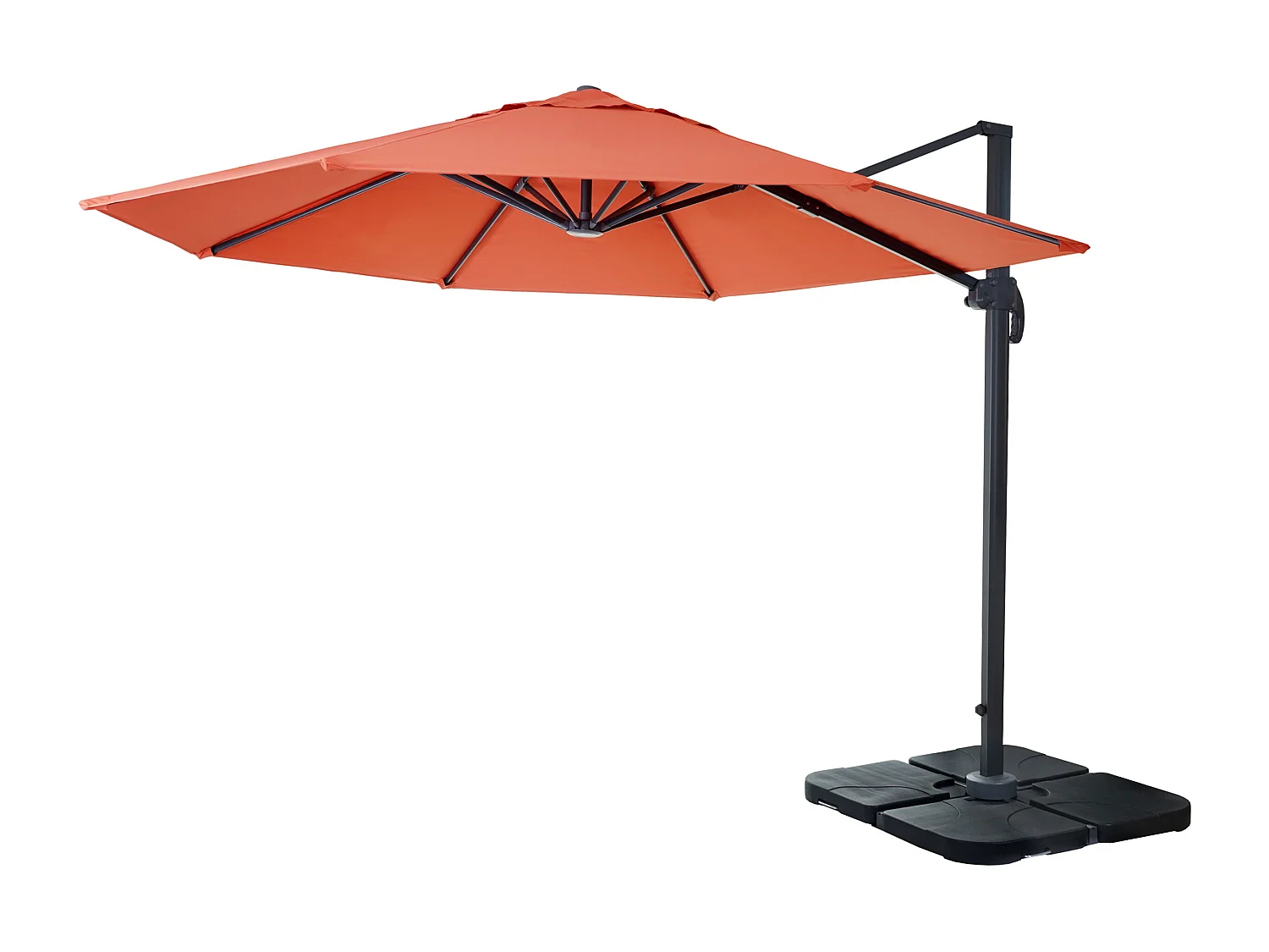 Zweefparasol MCW-A96 I rond,  terracotta met voet, draaibaar