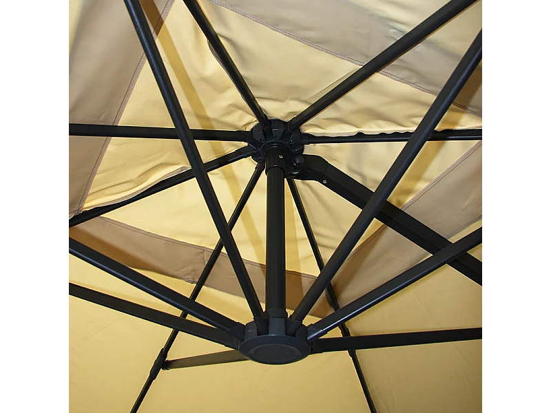 Ombrellone parasole decentrato MCW-A96 3x3m con volante antracite con base