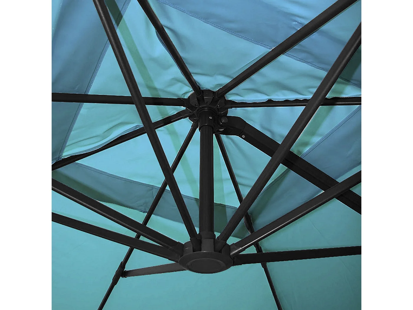 Ombrellone parasole decentrato MCW-A96 3x4m ~ azzurro con base