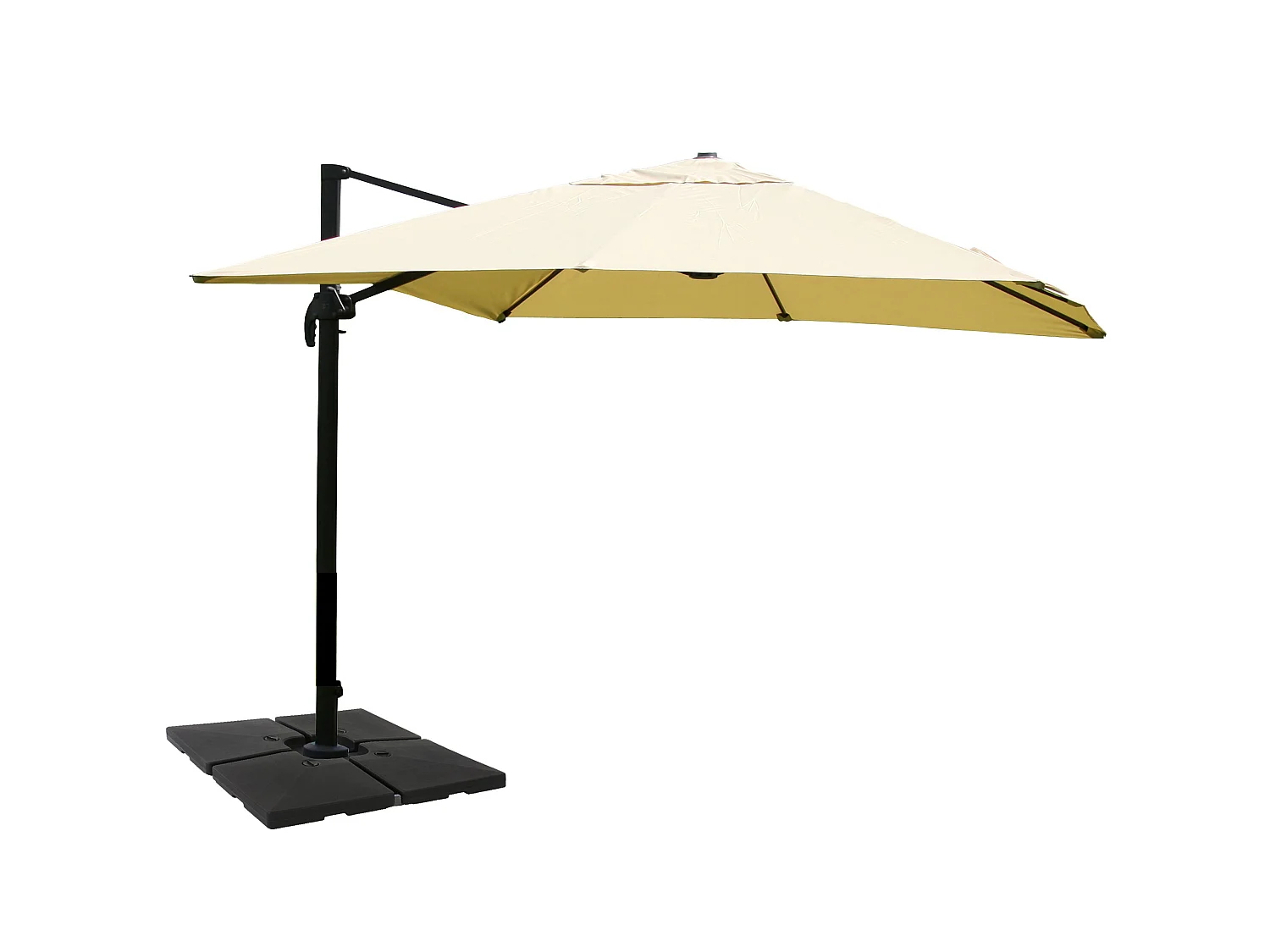 Ombrellone parasole decentrato MCW-A96 3x4m ~ avorio con base