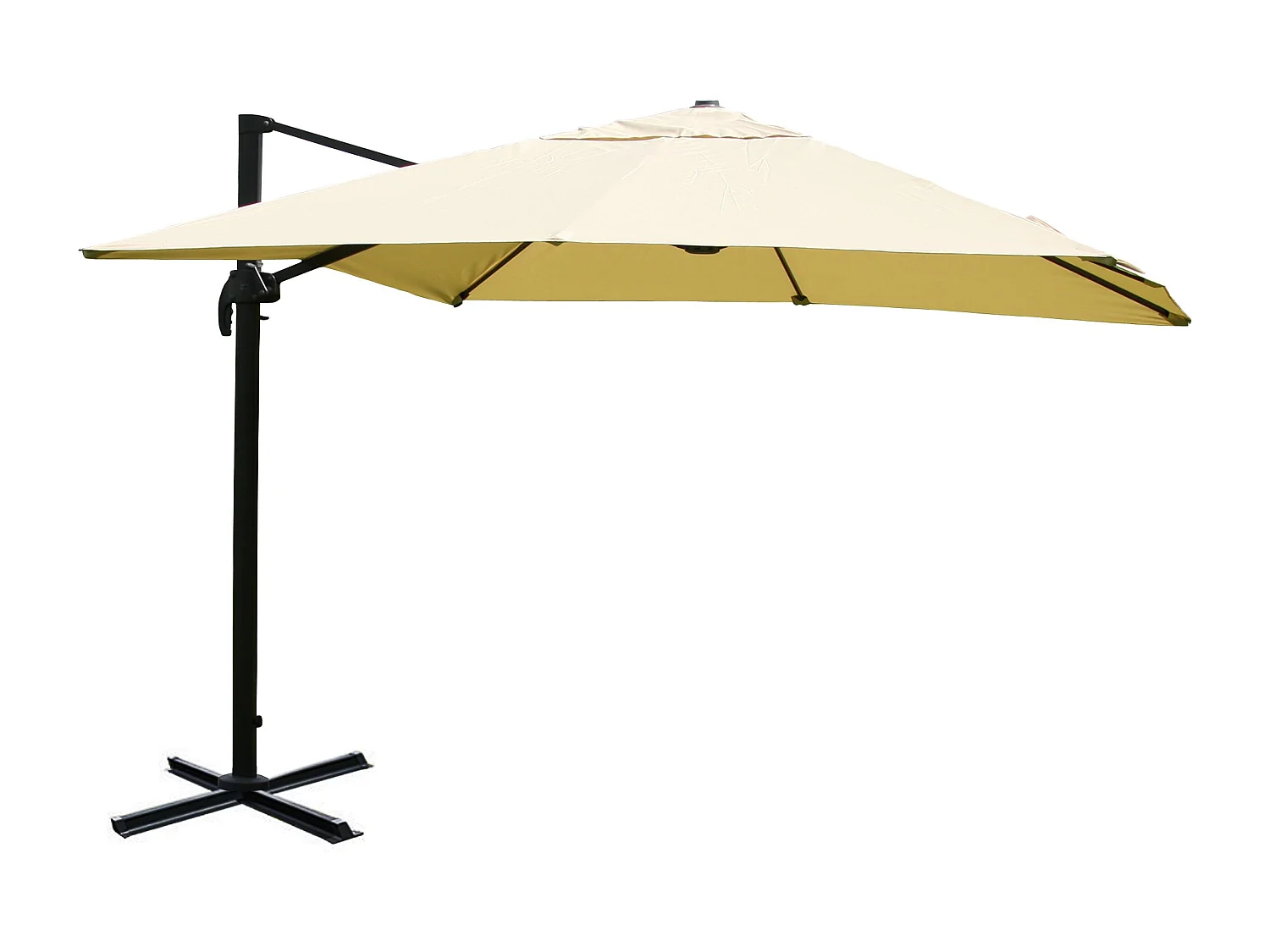 Ombrellone parasole decentrato MCW-A96 3x4m alluminio ~ avorio girevole senza base