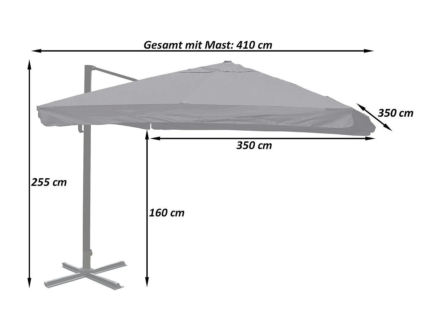 MCW-A96 II drejelig parasol,  Flap, bordeaux, uden stativ, drejelig