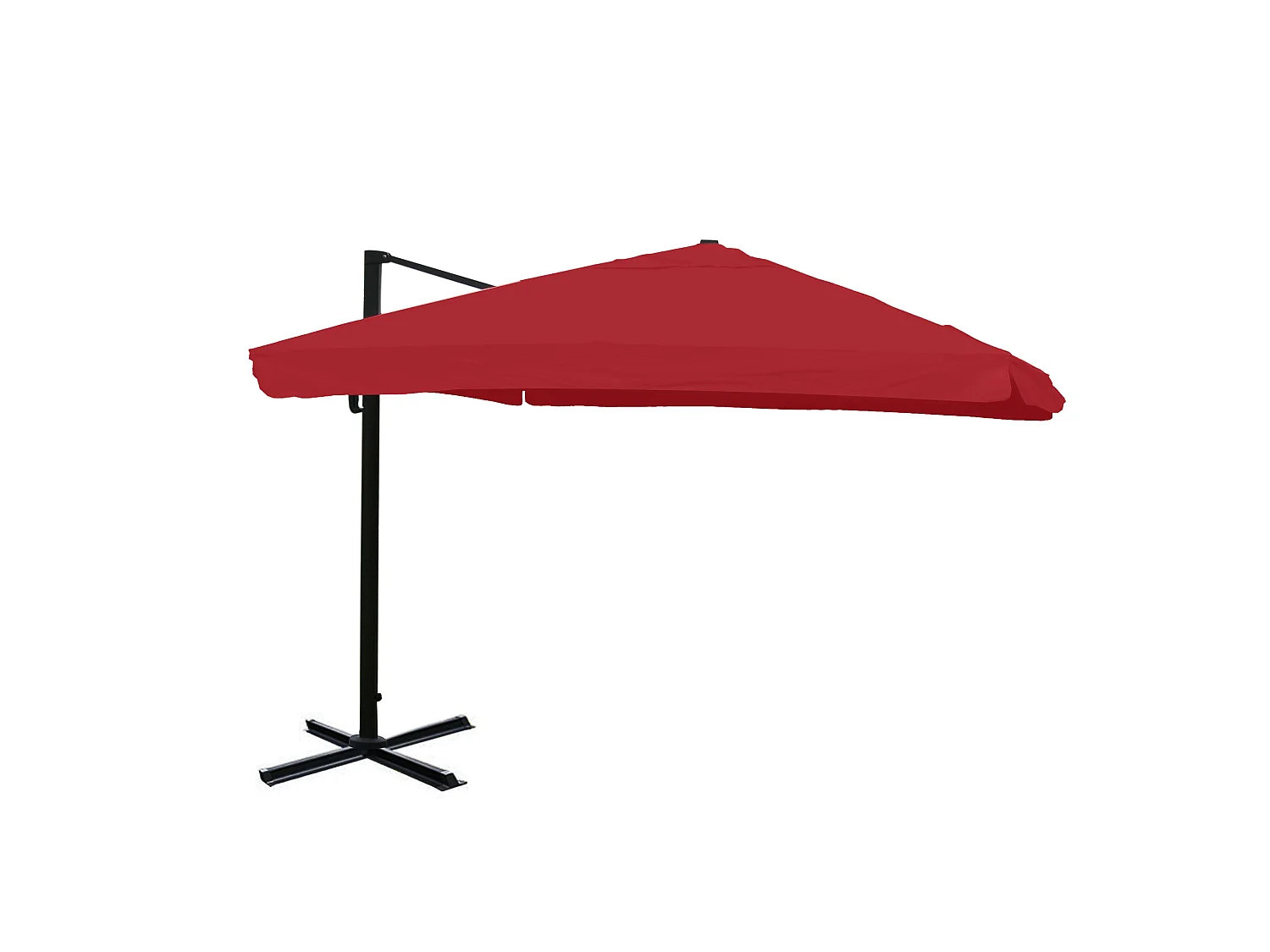 Ombrellone parasole decentrato MCW-A96 3x3m alluminio ~ con volante bordeaux girevole senza base
