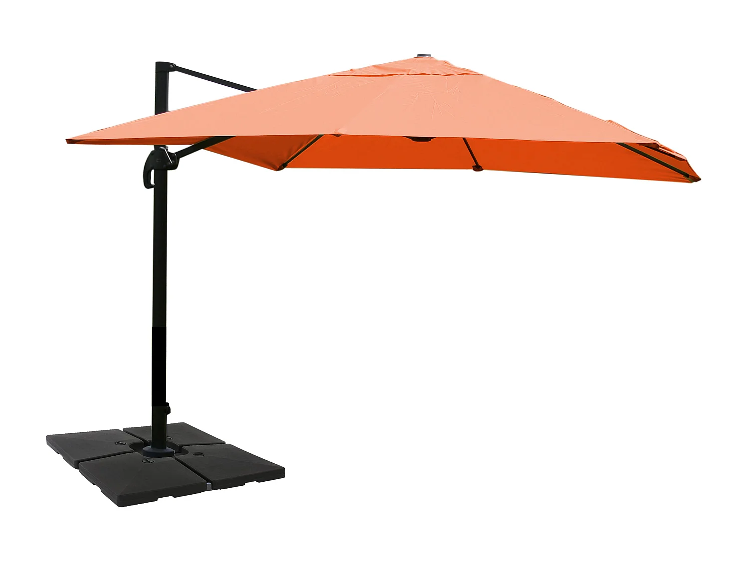 Ombrellone parasole decentrato MCW-A96 3x4m alluminio arancione con base