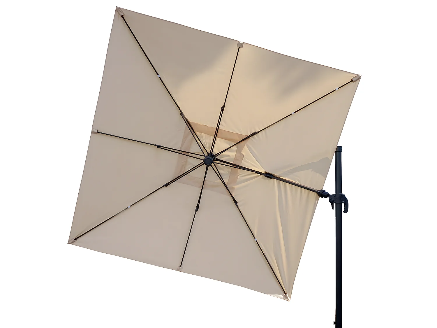 Ombrellone parasole decentrato MCW-A96 orientabile 3x4m alluminio avorio senza base