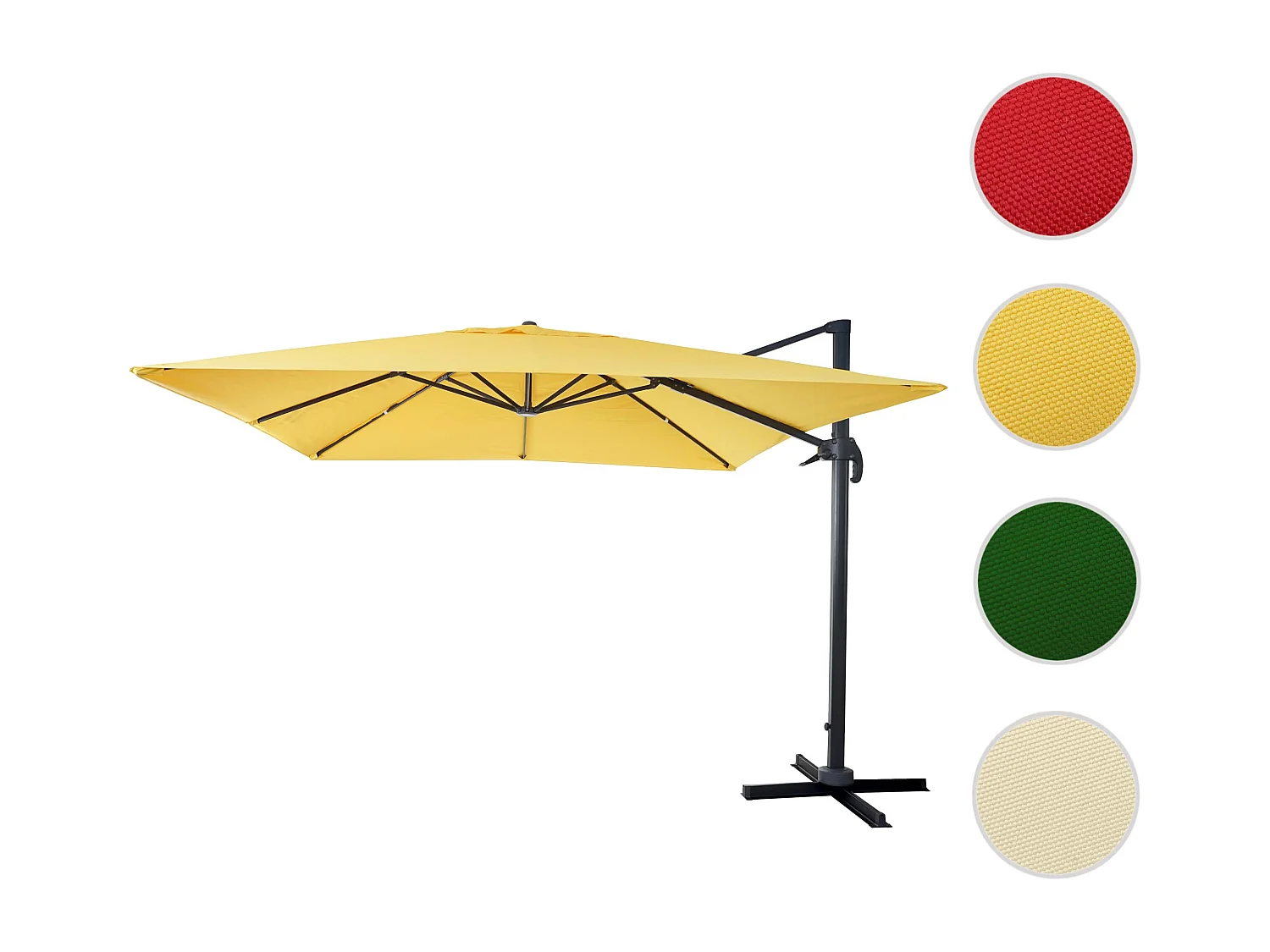 Zweefparasol MCW-A96 I draaibaar,  geel zonder voet, draaibaar