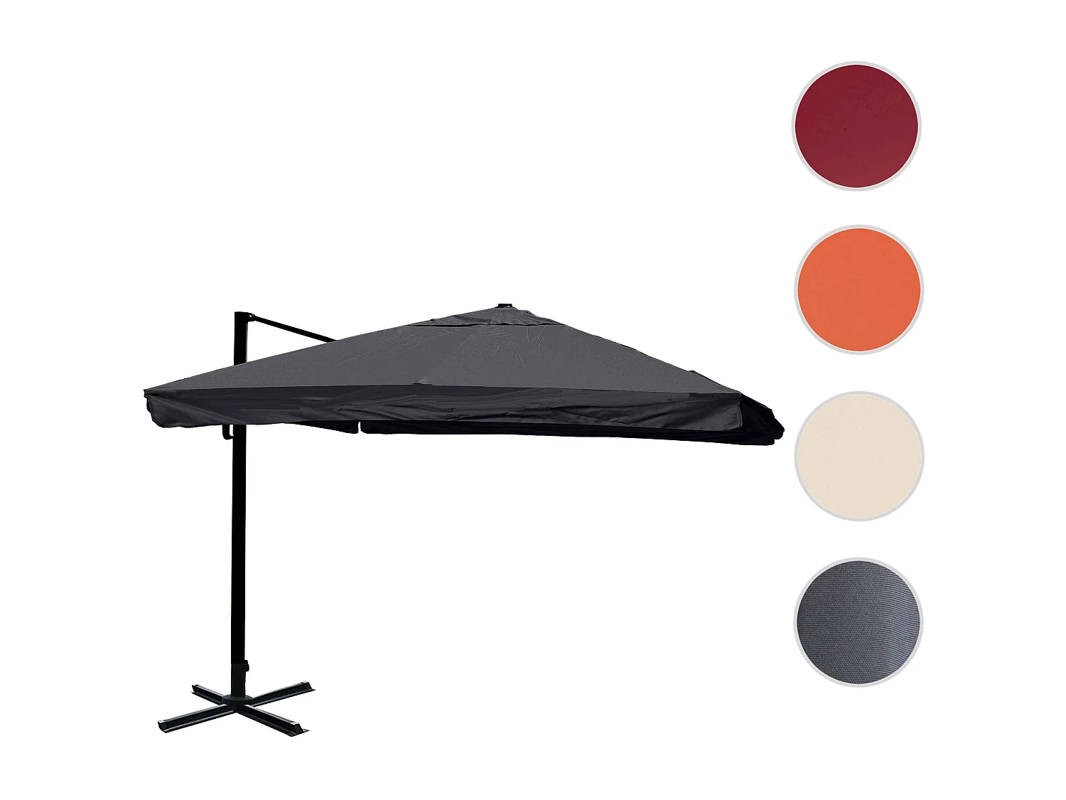 Obrotowy parasol wspornikowy MCW-A96 II,  Klapa, antracyt bez stojaka, obrotowy