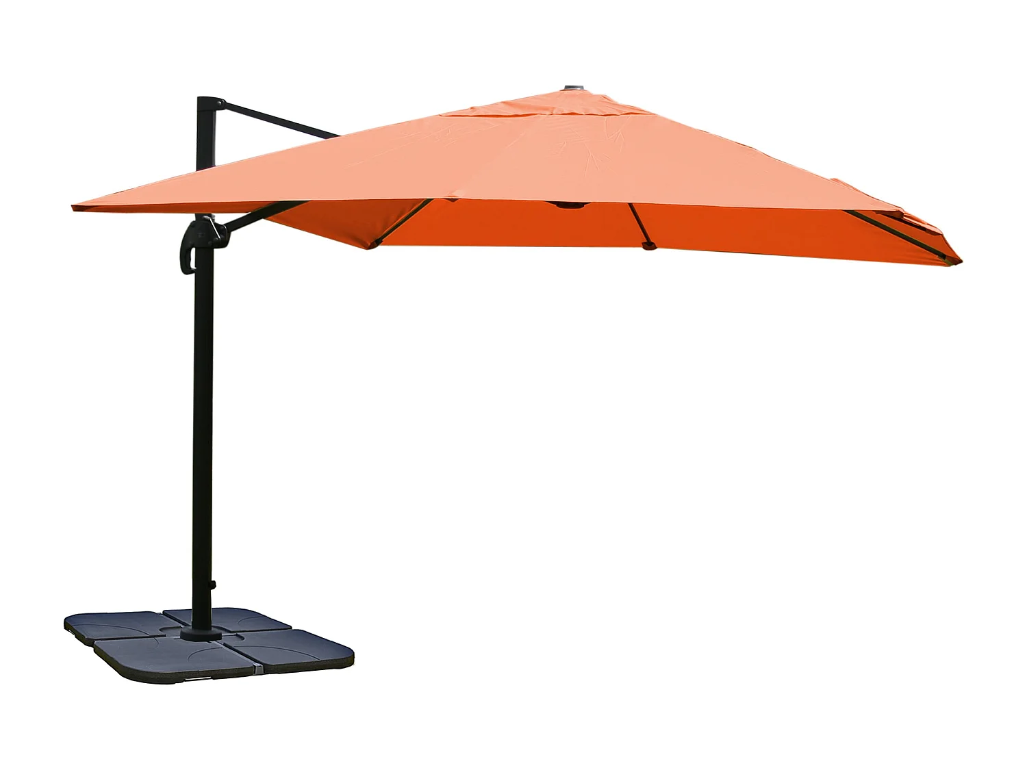 Ombrellone parasole decentrato MCW-A96 3x3m ~ arancione girevole con base