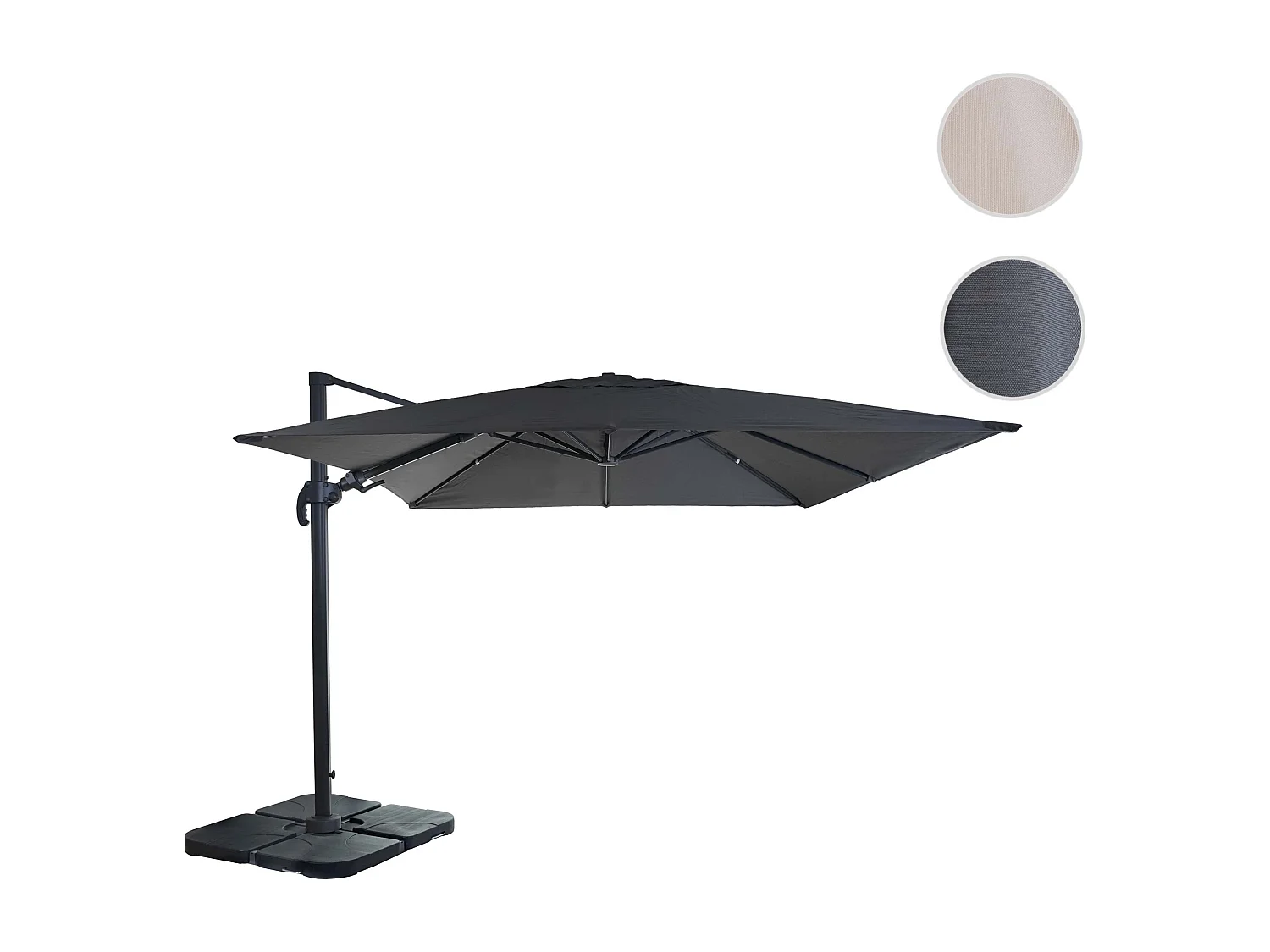 Zweefparasol MCW-A96 I draaibaar,  antraciet met standaard, draaibaar