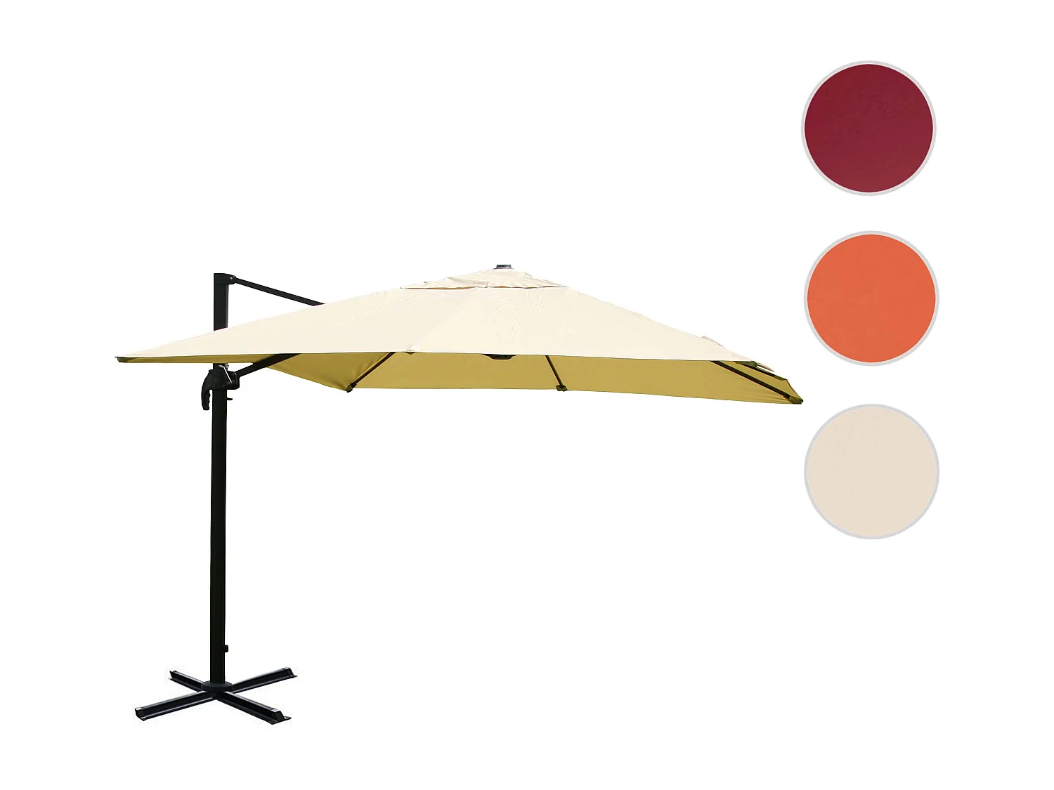 Ombrellone parasole decentrato MCW-A96 3x4m alluminio avorio senza base