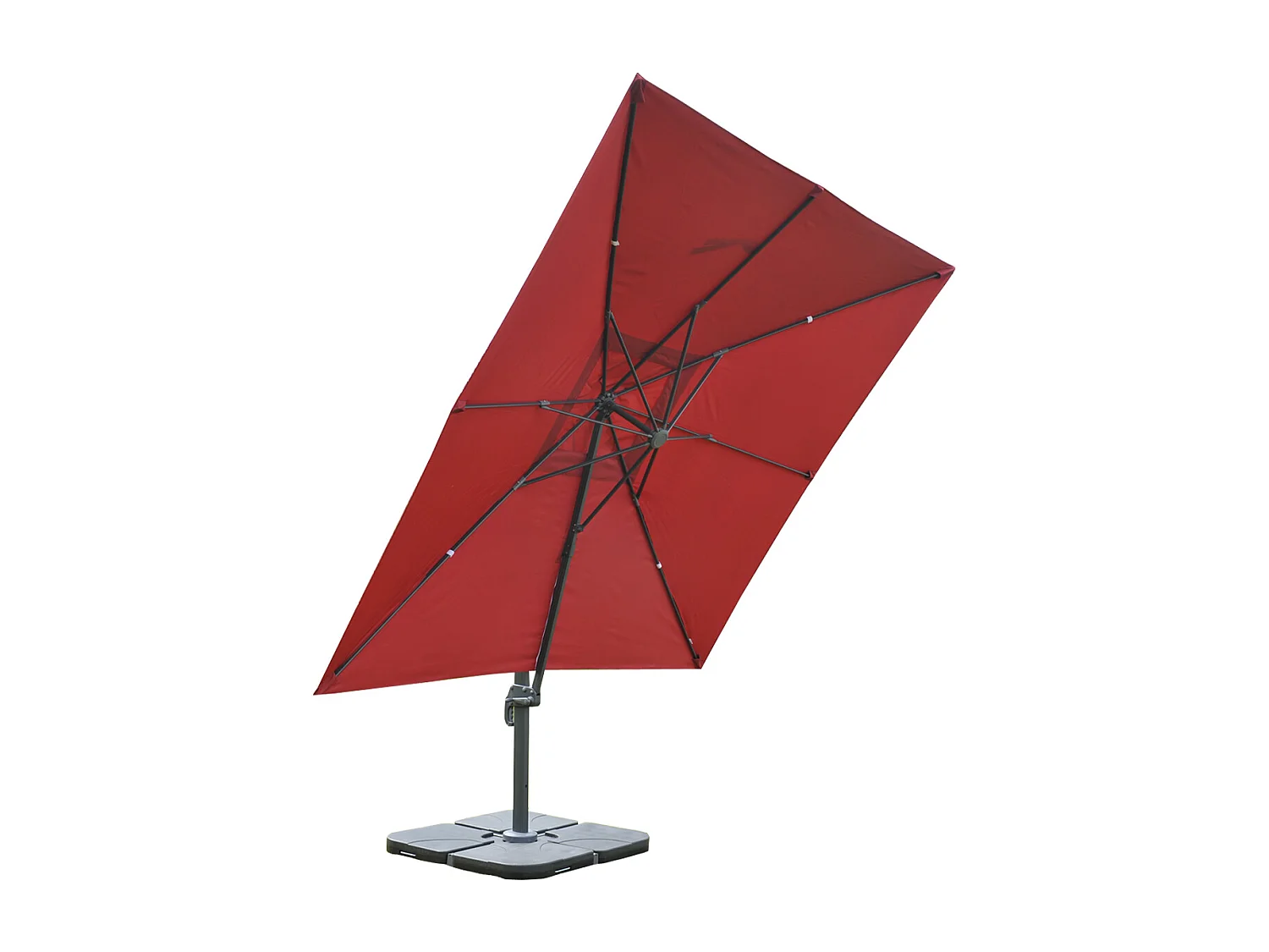 Ombrellone parasole decentrato MCW-A96 3x3m alluminio ~ bordeaux con base