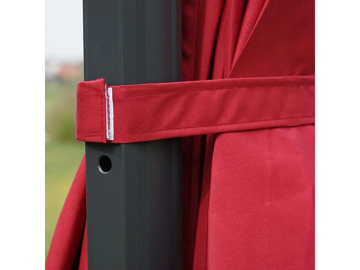 Ombrellone parasole decentrato MCW-A96 3x3m alluminio ~ bordeaux con base