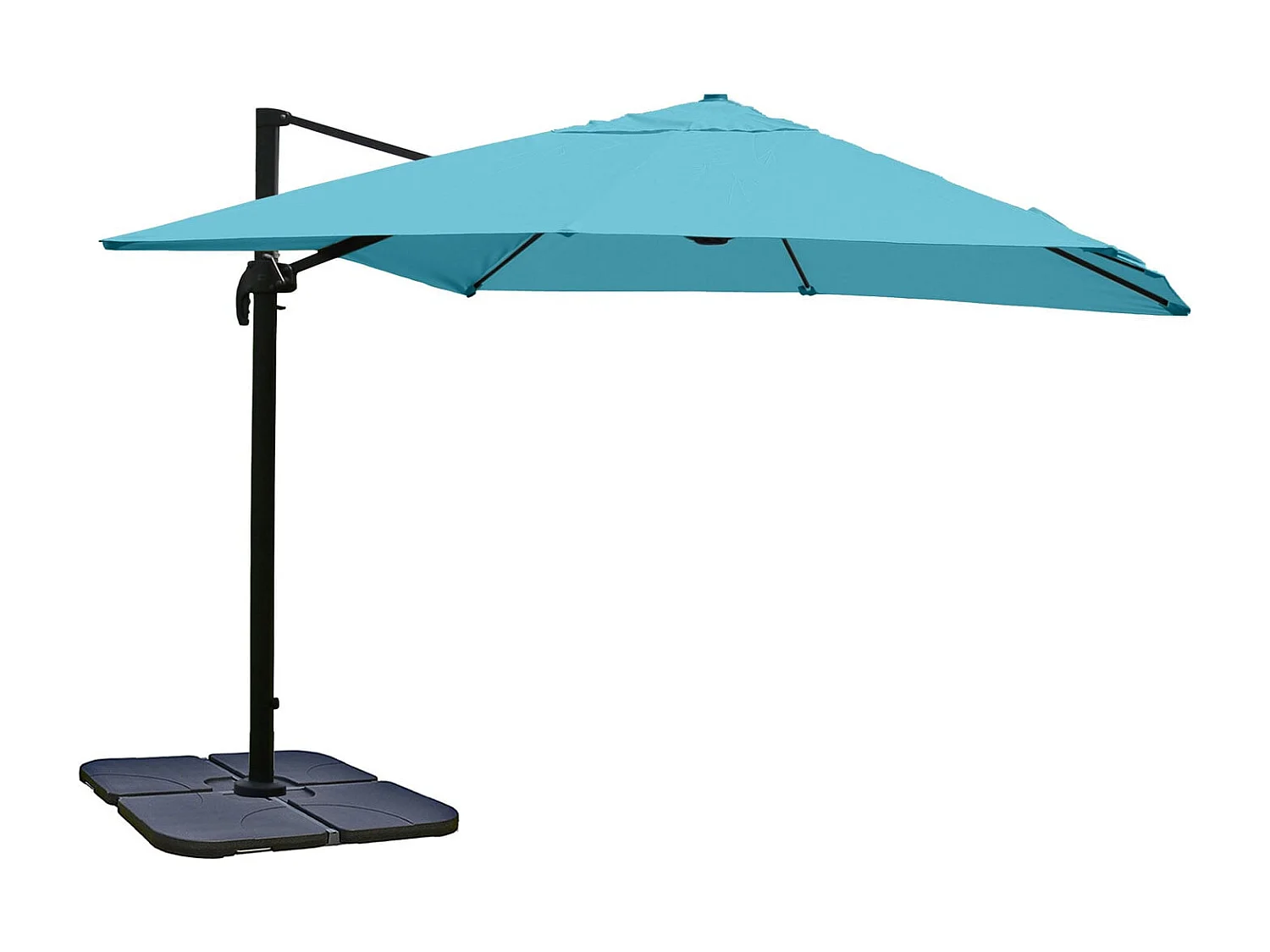 Ombrellone parasole decentrato MCW-A96 3x4m alluminio ~ azzurro girevole con base