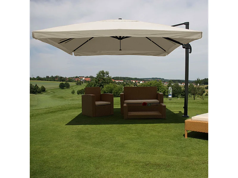 Zweefparasol MCW-A96 I,  Flap, crème-grijs zonder standaard, draaibaar