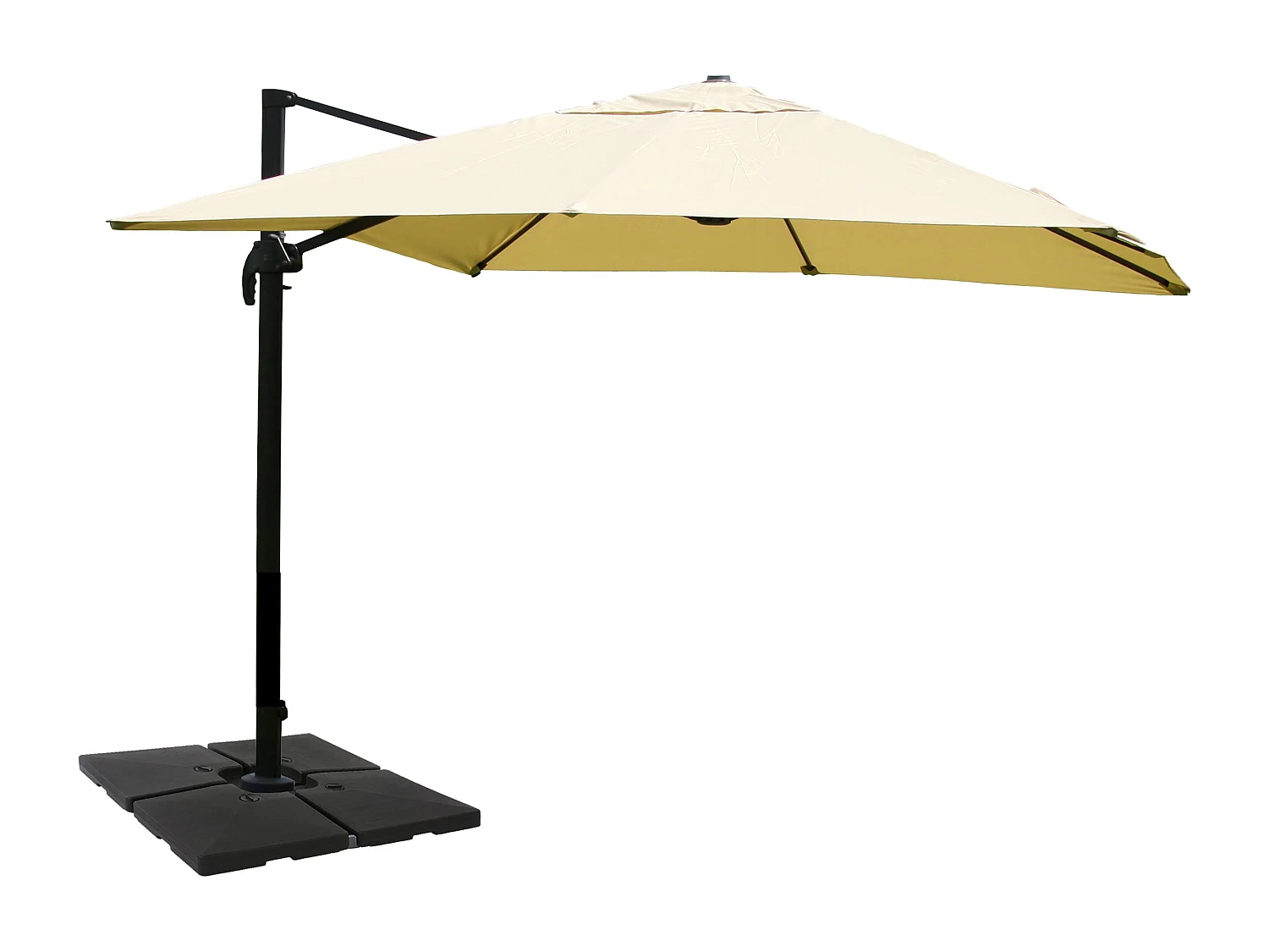 Ombrellone parasole decentrato MCW-A96 3x4m ~ avorio girevole con base