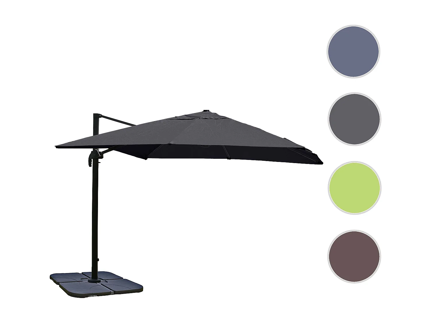 Ombrellone parasole decentrato MCW-A96 3x3m alluminio ~ antracite girevole con base