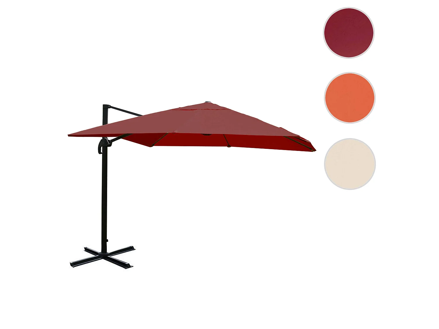 Ombrellone parasole decentrato MCW-A96 3x3m ~ bordeaux senza base