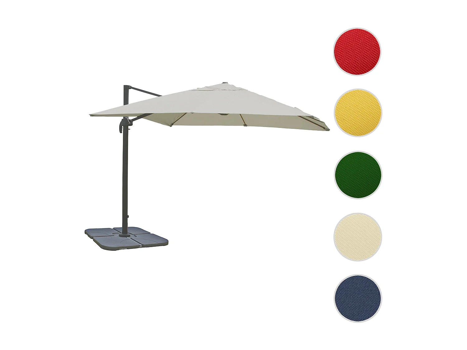 Obrotowy parasol wspornikowy MCW-A96 III,  kremowo-szary ze stojakiem, obrotowy