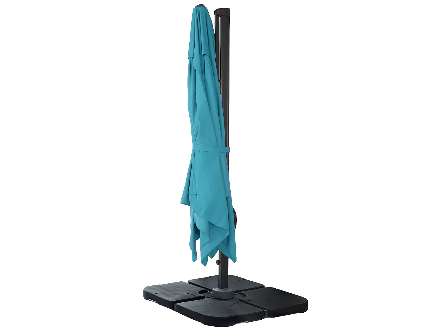 Zweefparasol MCW-A96 I draaibaar,  turquoise met standaard, draaibaar